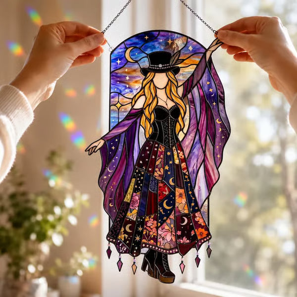 💥 LAST DAY 57% OFF - 💃 Stevie Nicks 🤘 Handmade Stained Glass Spinning Suncatcher