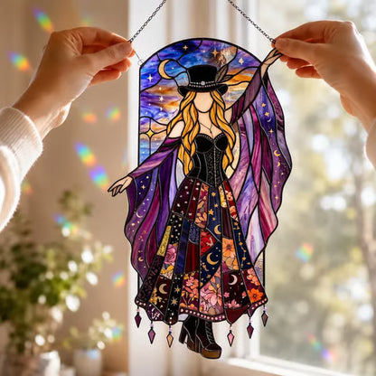 💥 LAST DAY 57% OFF - 💃 Stevie Nicks 🤘 Handmade Stained Glass Spinning Suncatcher