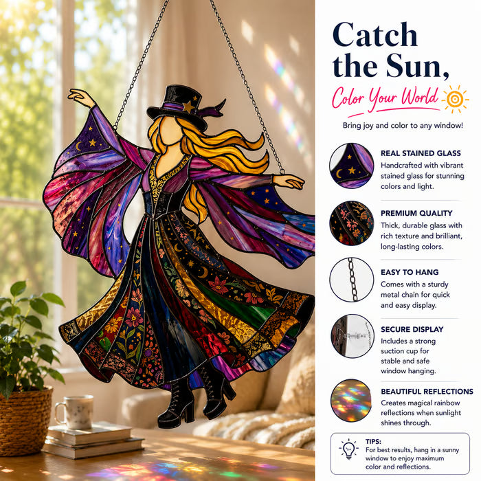 💥 LAST DAY 57% OFF - 💃 Stevie Nicks 🤘 Handmade Stained Glass Spinning Suncatcher